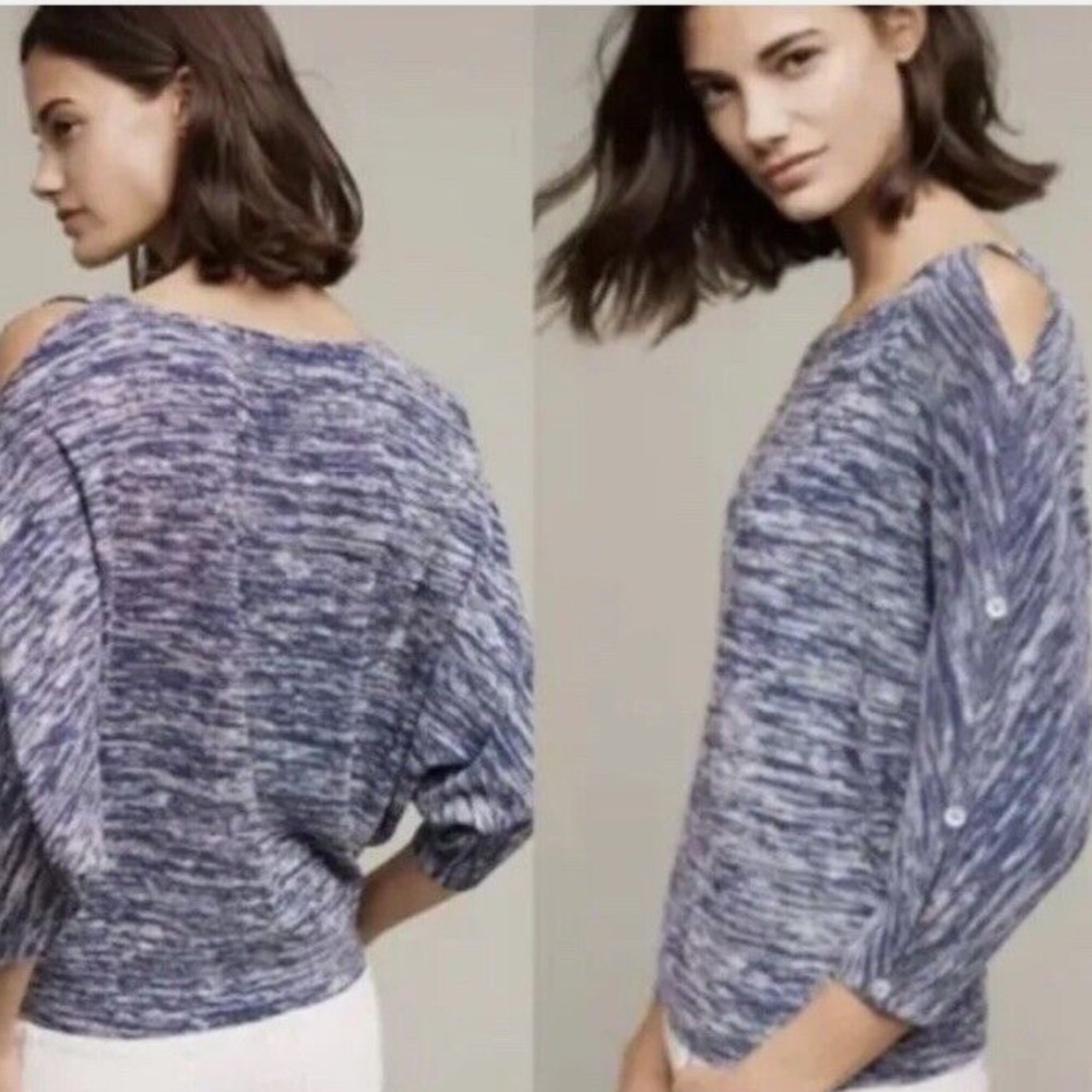 Anthropologie Postmark Malu Space Dye Dolman Button Sleeve Knit Sweater